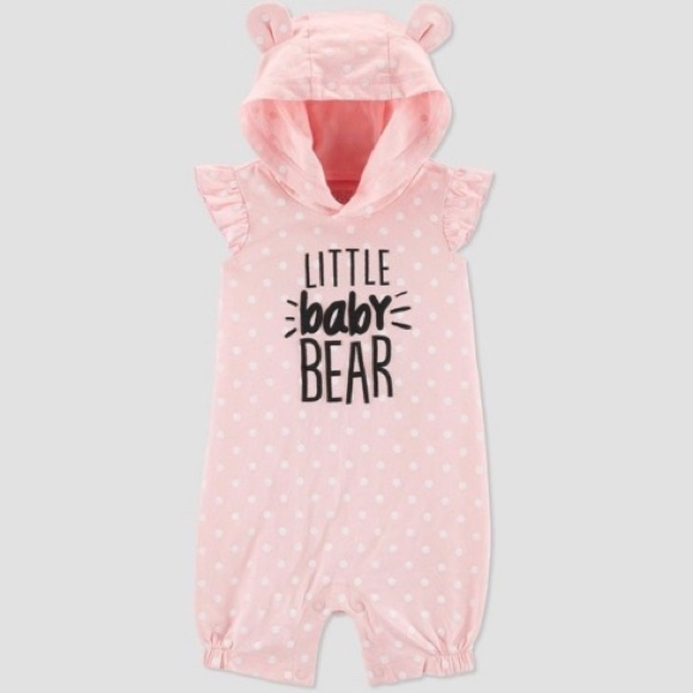 Little Baby Bear Short-Sleeve Romper w/ Hoodie